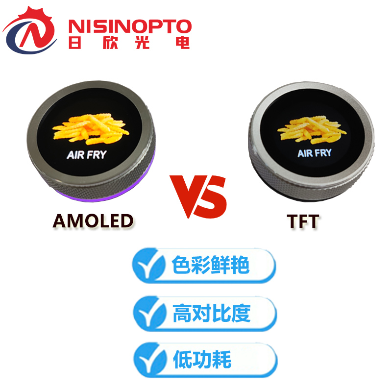 1.43寸466*466AMOLED滚花旋钮屏高对比度低功耗智慧屏幕